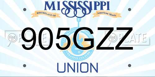 905GZZ Mississippi License Plate