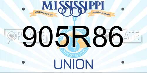 905R86 Mississippi License Plate