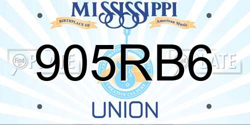 905RB6 Mississippi License Plate