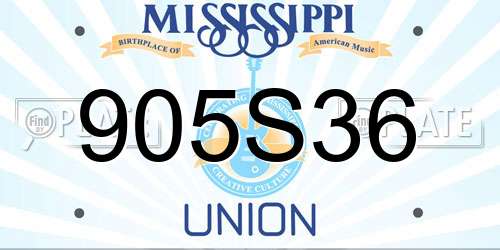 905S36 Mississippi License Plate