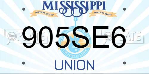 905SE6 Mississippi License Plate