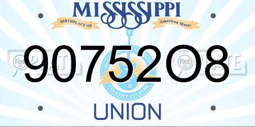 90752O8 Mississippi License Plate