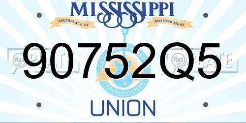 90752Q5 Mississippi License Plate
