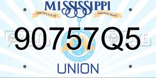 90757Q5 Mississippi License Plate