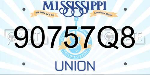 90757Q8 Mississippi License Plate