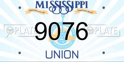 9076 Mississippi License Plate