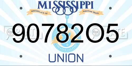 90782O5 Mississippi License Plate