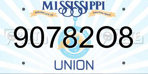 90782O8 Mississippi License Plate