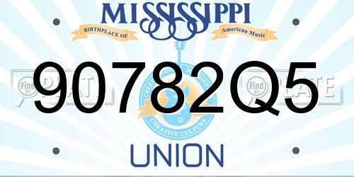 90782Q5 Mississippi License Plate