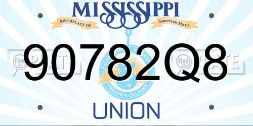 90782Q8 Mississippi License Plate
