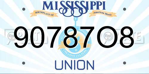 90787O8 Mississippi License Plate