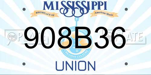 908B36 Mississippi License Plate