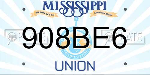 908BE6 Mississippi License Plate