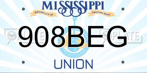 908BEG Mississippi License Plate