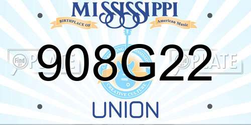 908G22 Mississippi License Plate