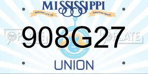 908G27 Mississippi License Plate