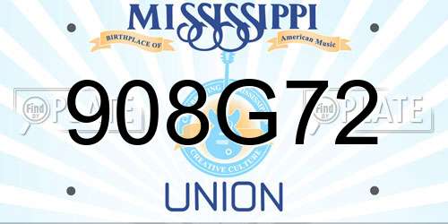 908G72 Mississippi License Plate