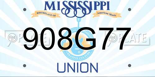 908G77 Mississippi License Plate
