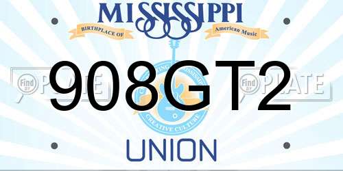908GT2 Mississippi License Plate