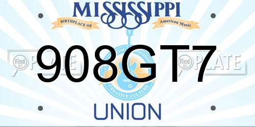 908GT7 Mississippi License Plate