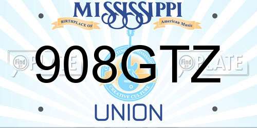 908GTZ Mississippi License Plate