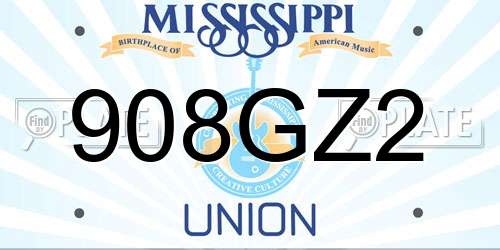 908GZ2 Mississippi License Plate