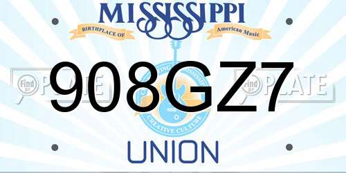 908GZ7 Mississippi License Plate