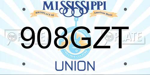 908GZT Mississippi License Plate