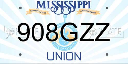 908GZZ Mississippi License Plate