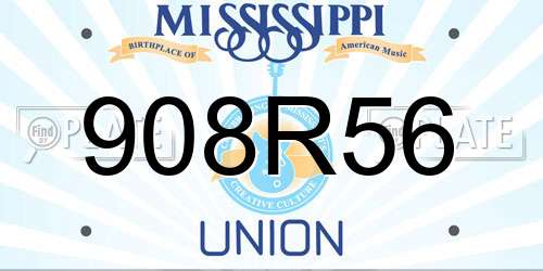 908R56 Mississippi License Plate