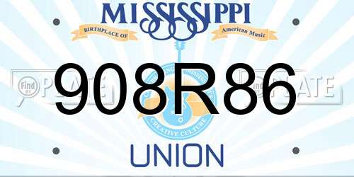 908R86 Mississippi License Plate