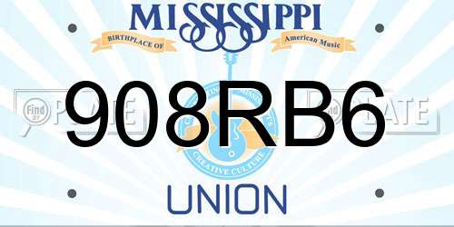 908RB6 Mississippi License Plate
