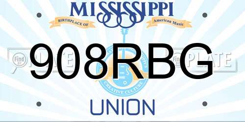 908RBG Mississippi License Plate