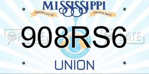 908RS6 Mississippi License Plate