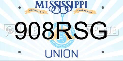 908RSG Mississippi License Plate