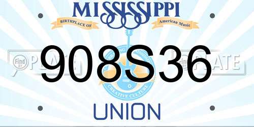 908S36 Mississippi License Plate