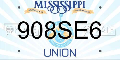 908SE6 Mississippi License Plate