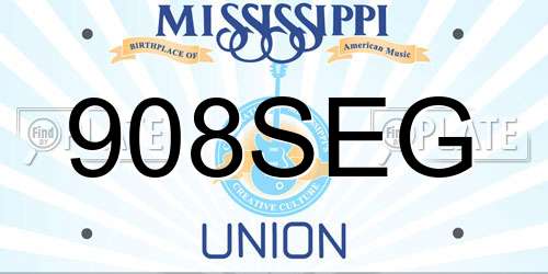 908SEG Mississippi License Plate
