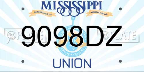 9098DZ Mississippi License Plate