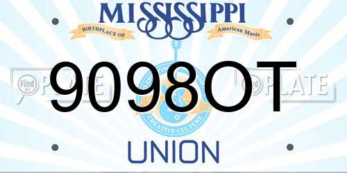 9098OT Mississippi License Plate