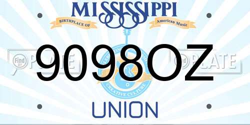 9098OZ Mississippi License Plate