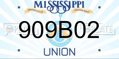 909B02 Mississippi License Plate