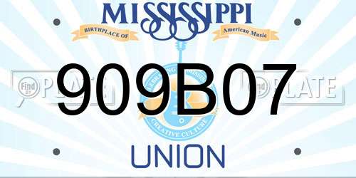 909B07 Mississippi License Plate