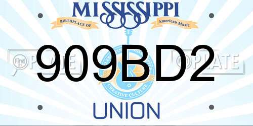 909BD2 Mississippi License Plate