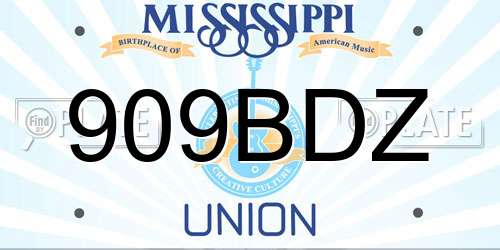 909BDZ Mississippi License Plate