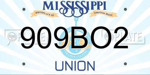 909BO2 Mississippi License Plate