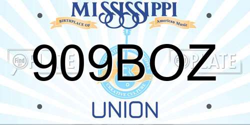 909BOZ Mississippi License Plate