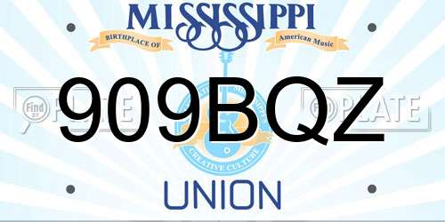 909BQZ Mississippi License Plate