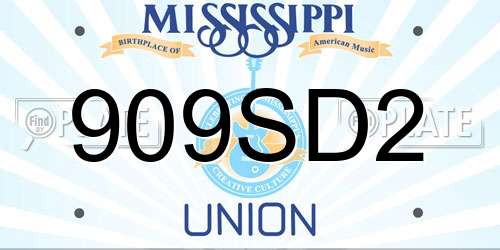 909SD2 Mississippi License Plate