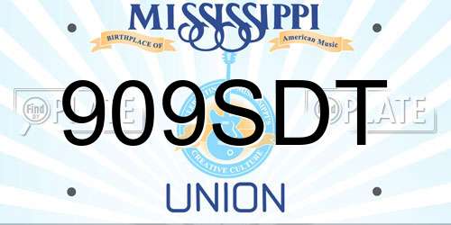 909SDT Mississippi License Plate